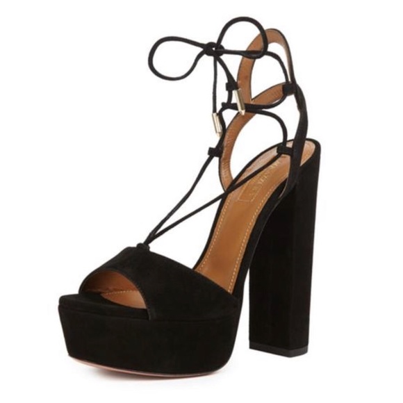 Aquazzura Austin Plateau Suede Platform Sandal, 37 - Picture 2 of 8